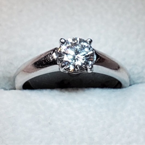 Platinum Wedding engagement anniversary woman’s ring Natural Diamond platinum - Picture 2 of 4